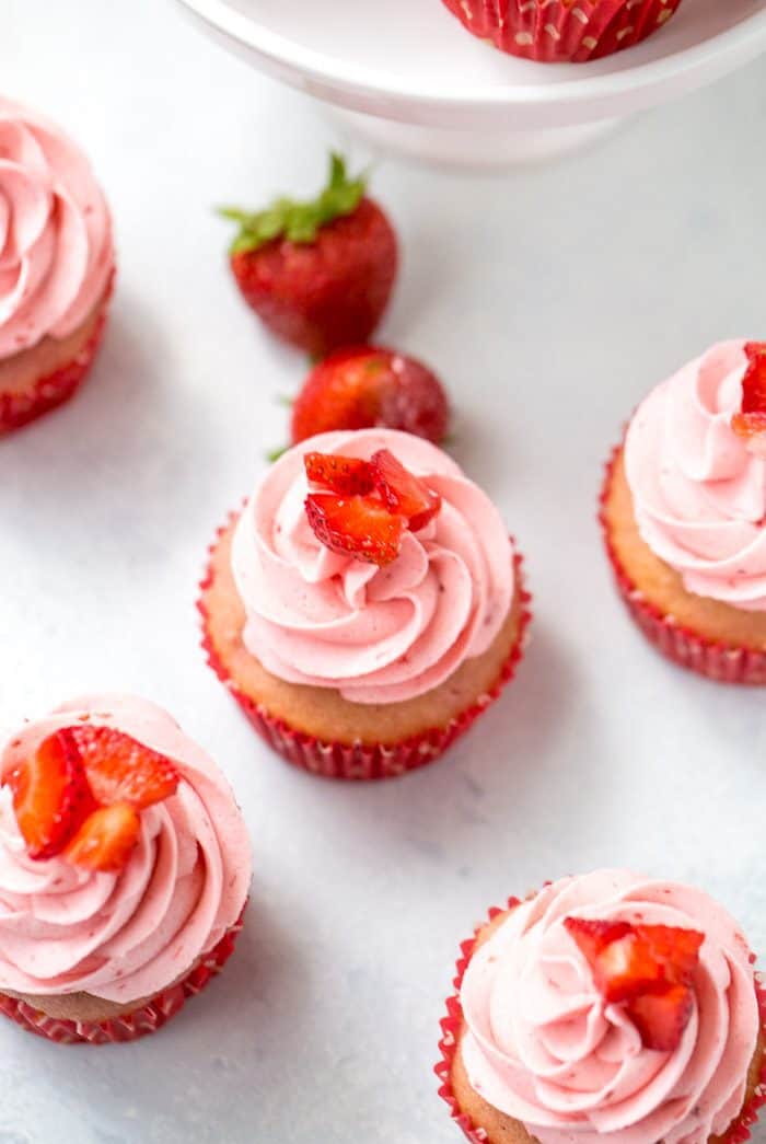 Fresh Strawberry Cupcakes with Strawberry Frosting