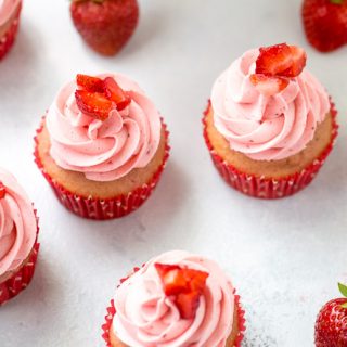 Fresh Strawberry Cupcakes with Strawberry Frosting