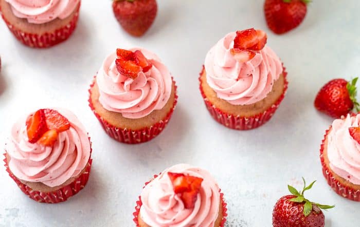 Fresh Strawberry Cupcakes with Strawberry Frosting