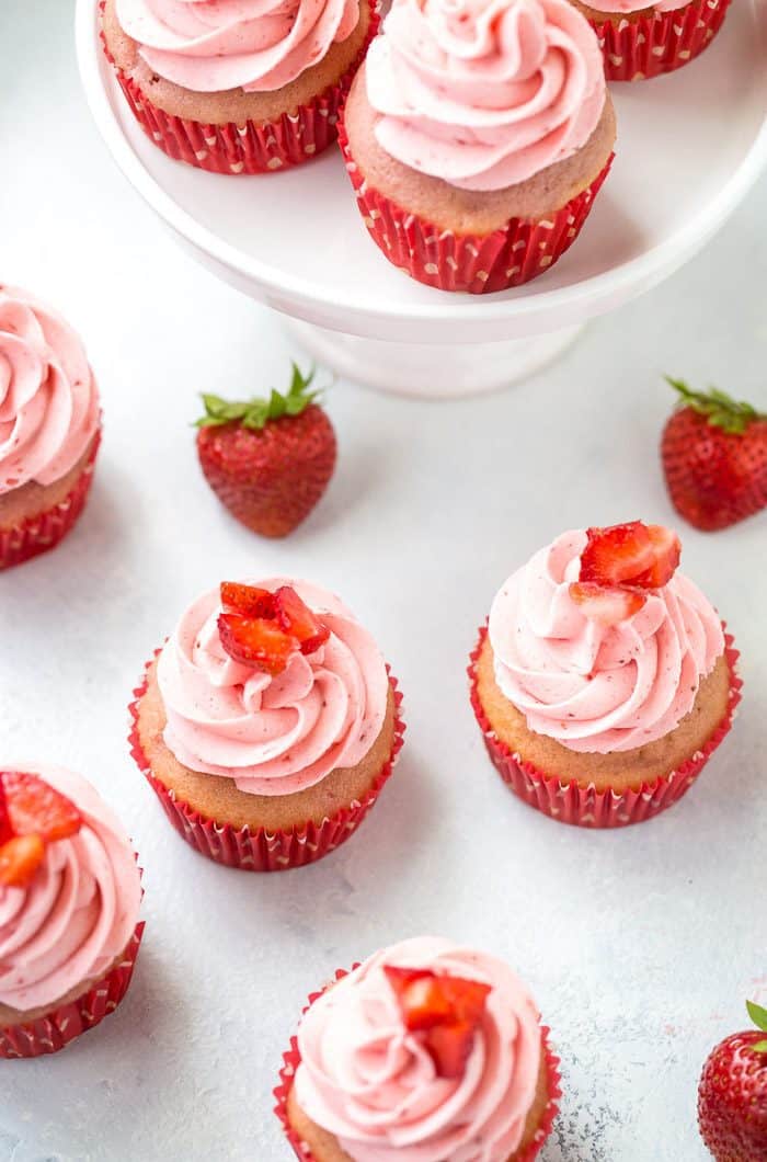 Fresh Strawberry Cupcakes with Strawberry Frosting