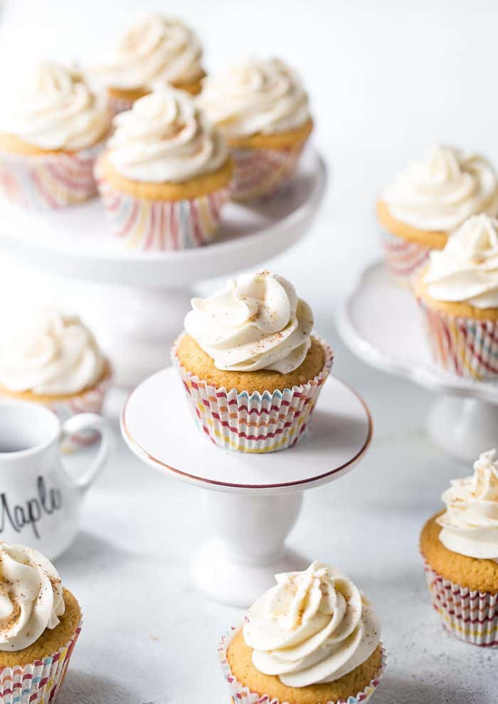 Cinnamon Cupcakes with Maple Frosting 
