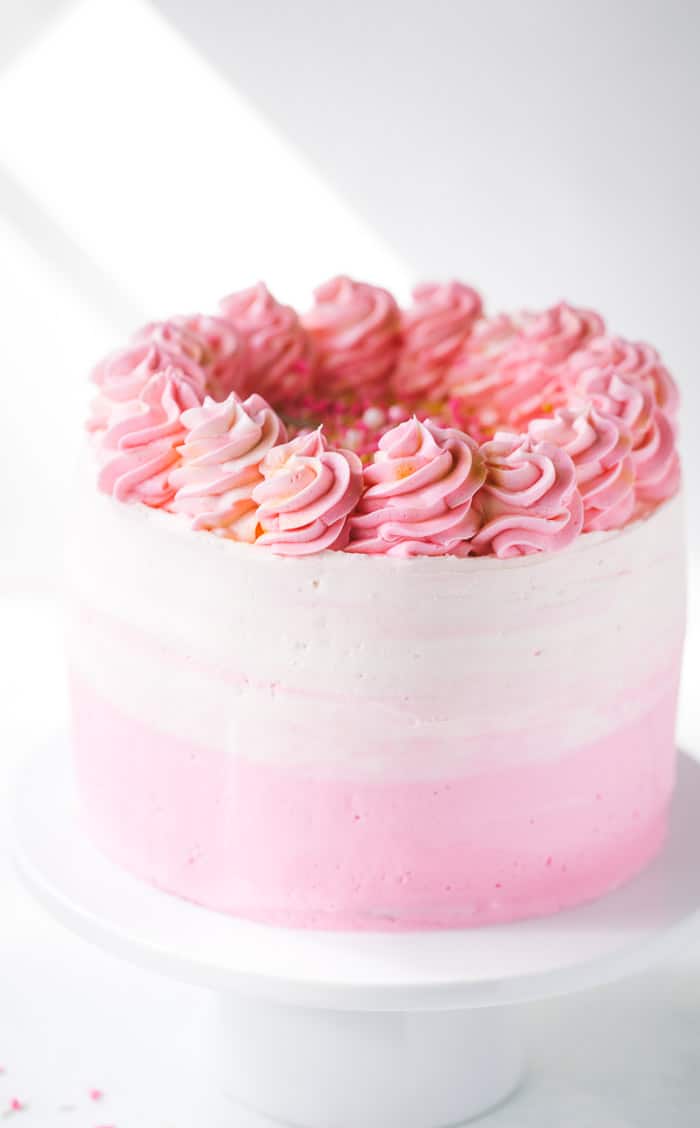 Pink Ombre Cake with Royal Icing Butterflies - The Cookie Writer