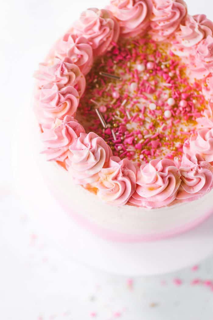 Pink Birthday Cake with Elegant Floral Decoration