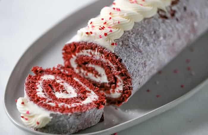 red velvet roll cake