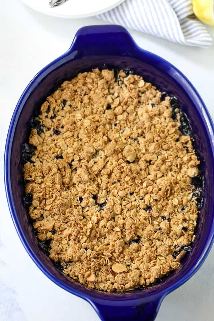 Blueberry Crumble with a Browned Butter Oat Topping - A Classic Twist