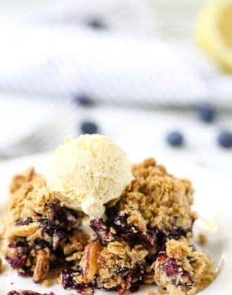 Blueberry Crumble with a Browned Butter Oat Topping