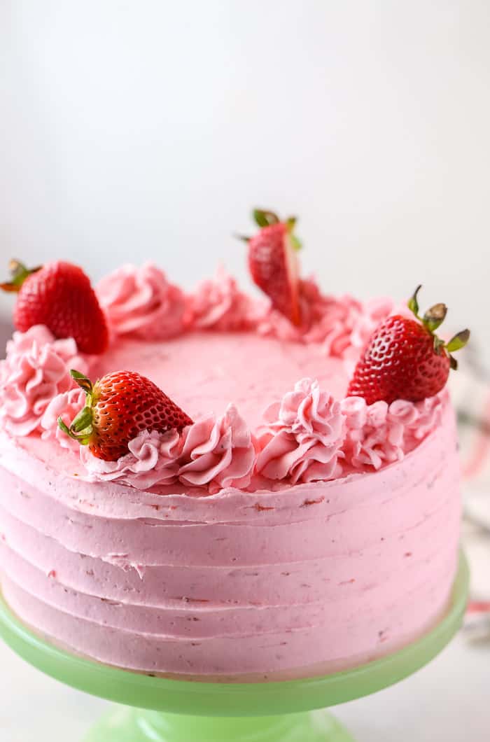 Fresh Strawberry Cake with Strawberry Frosting