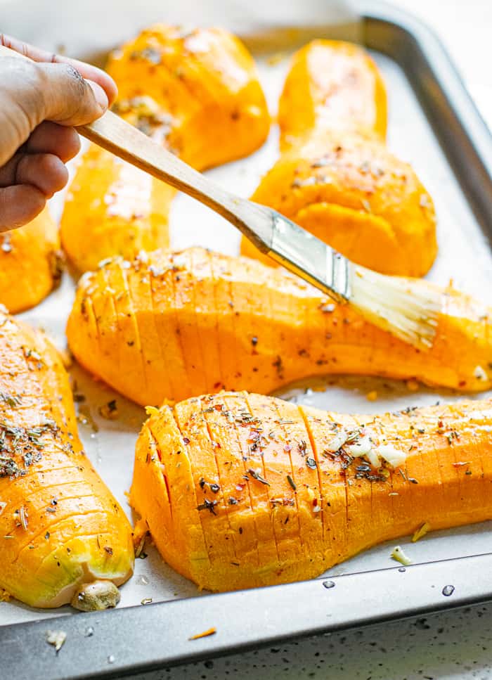 Roasted Hasselback Butternut Squash