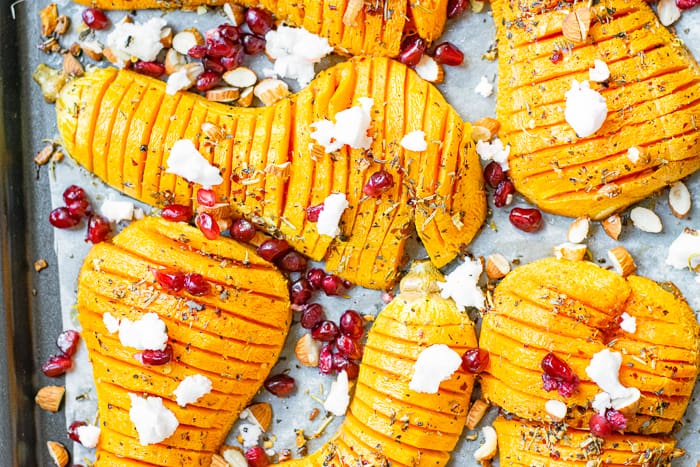 Roasted Hasselback Butternut Squash