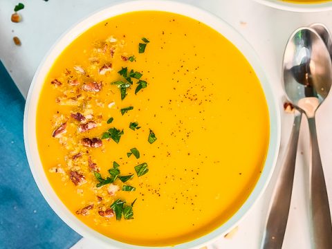 Roasted Sweet Potato Soup (Easy Sheet Pan Soup!) - Jessica in the