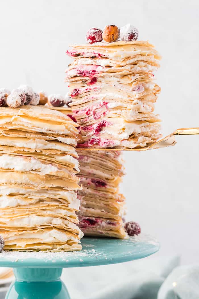 Cranberry Hazelnut Crepe Cake