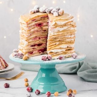 Cranberry Hazelnut Crepe Cake