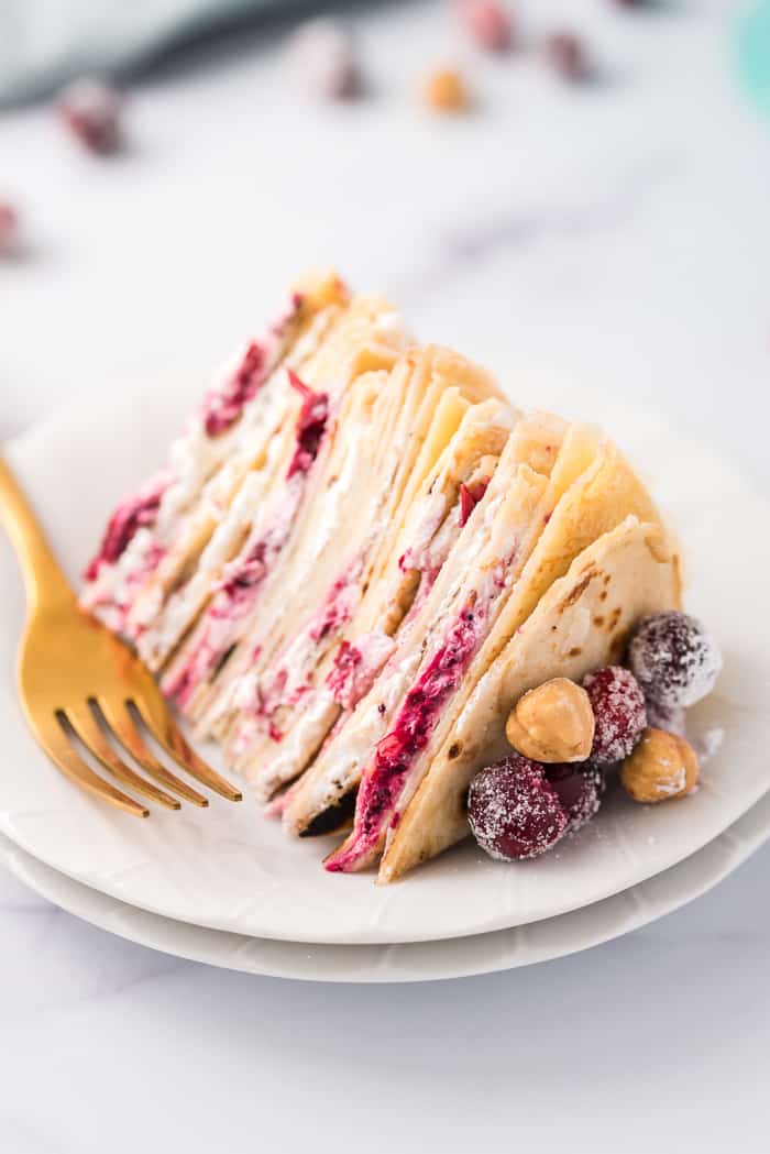 Cranberry Hazelnut Crepe Cake