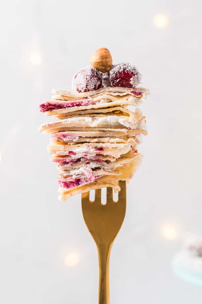 Cranberry Hazelnut Crepe Cake