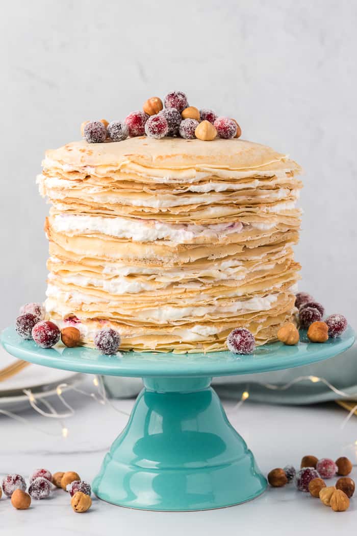 Cranberry Hazelnut Crepe Cake