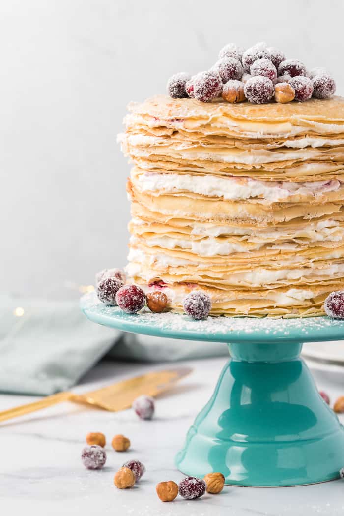 Cranberry Hazelnut Crepe Cake