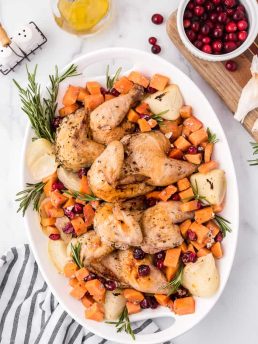 Sheet Pan Chicken with Sweet Potatoes and Cranberries