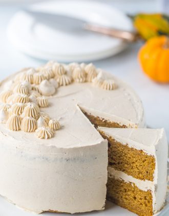 Spiced Pumpkin Cake with Brown Sugar Swiss Meringue Buttercream