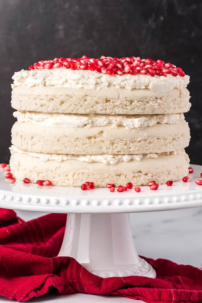 White Chocolate Pomegranate Vanilla Cake