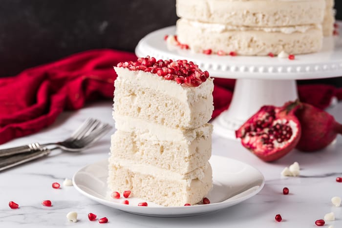 White Chocolate Pomegranate Vanilla Cake