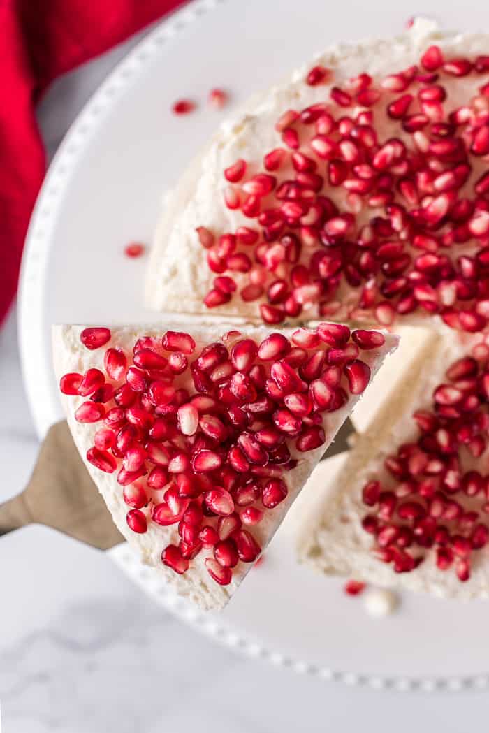 White Chocolate Pomegranate Vanilla Cake