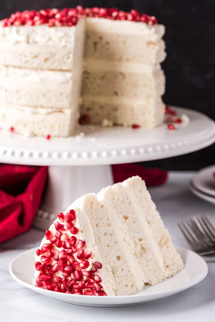 White Chocolate Pomegranate Vanilla Cake