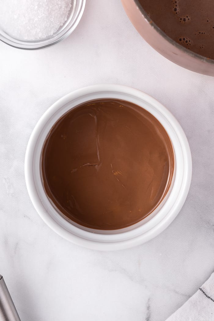 Overhead view of homemade hot chocolate