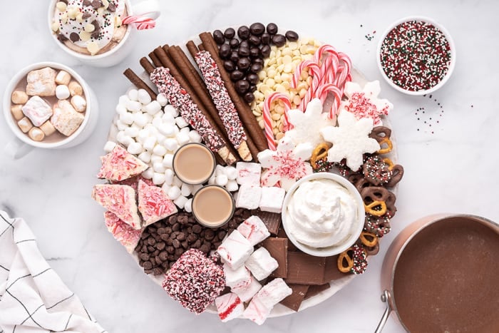 EASY Hot Chocolate Charcuterie Board with Fun Toppings!