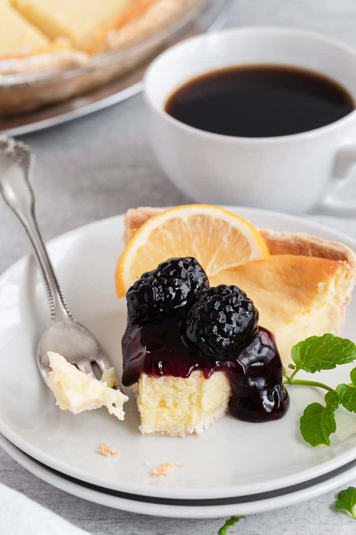 Buttermilk Pie with Blackberry Sauce