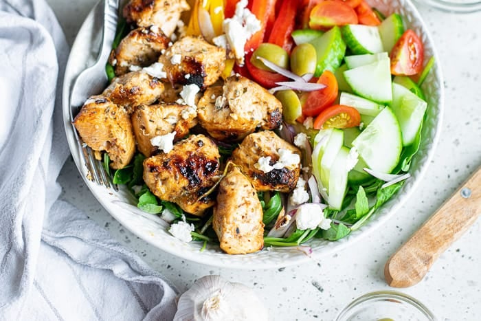 Chicken Souvlaki Salad Bowl