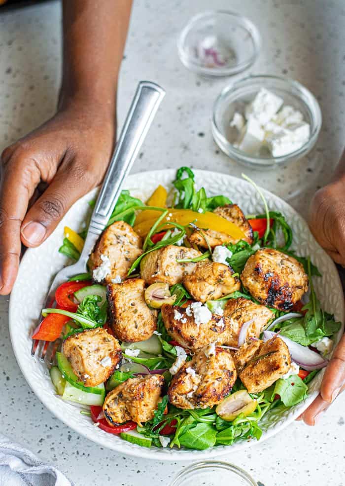 Chicken Souvlaki Salad Bowl