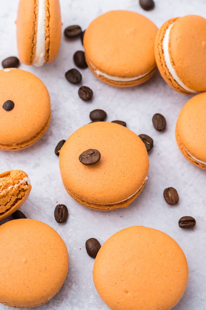 Pumpkin spice latte macarons