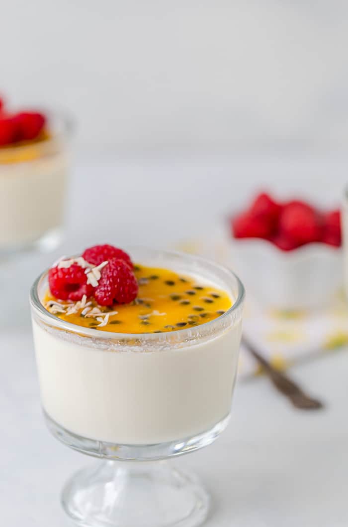 Vanilla Panna Cotta with Passion Fruit Coulis