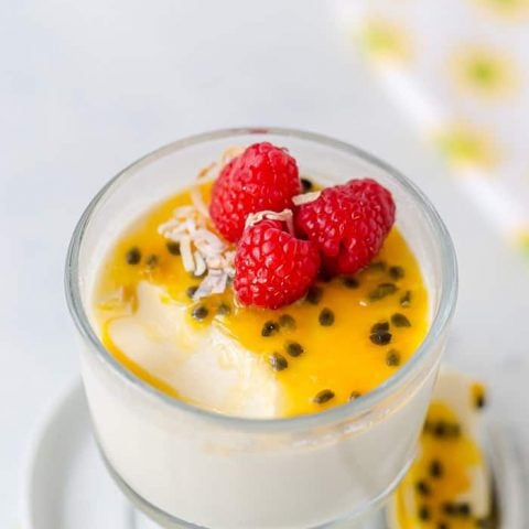 Vanilla Panna Cotta with Passion Fruit Coulis