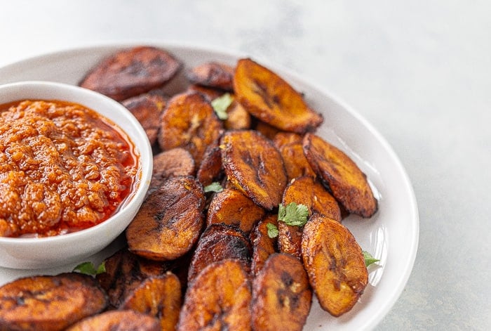 Fried Plantains with Hot Pepper Sauce