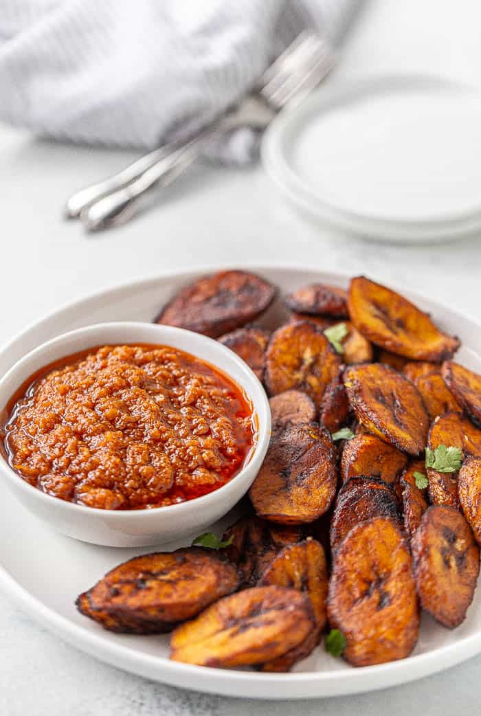 Fried Plantains with Hot Pepper Sauce