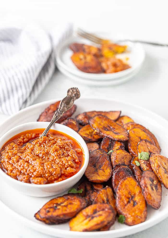 Fried Plantains with Hot Pepper Sauce