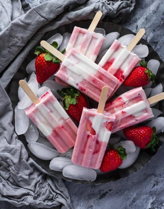 Strawberry and Cream Popsicles