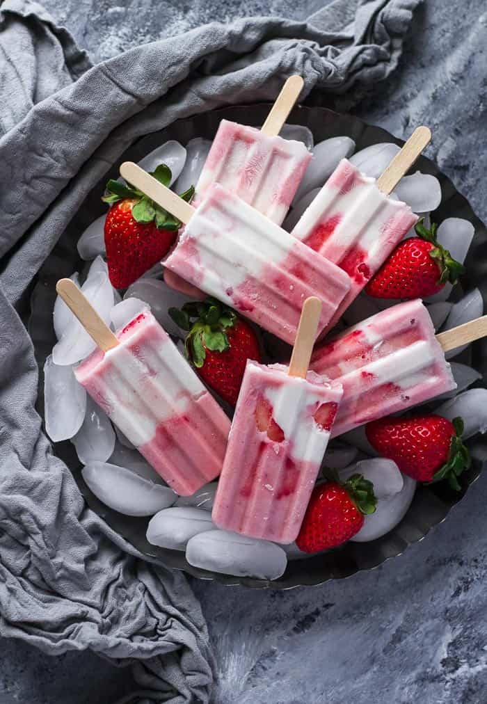 Strawberry and Cream Popsicles