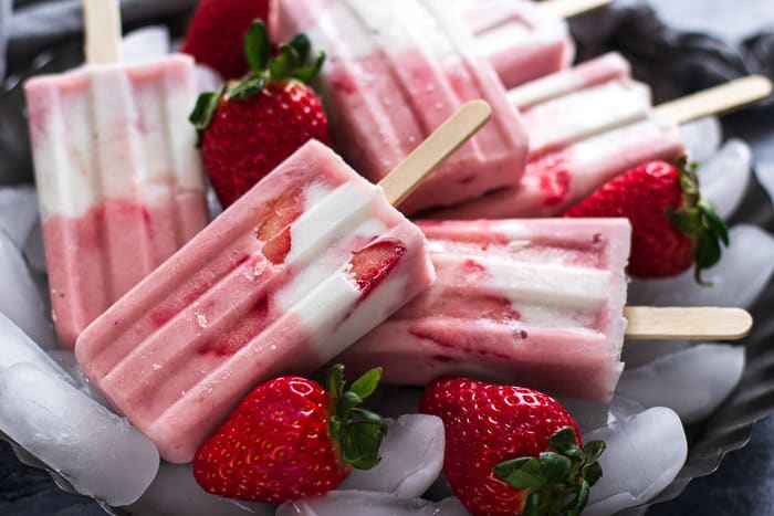 Strawberry and Cream Popsicles