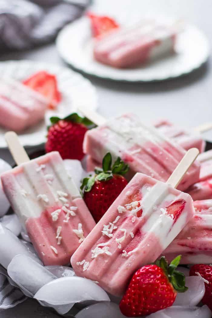 Strawberry and Cream Popsicles