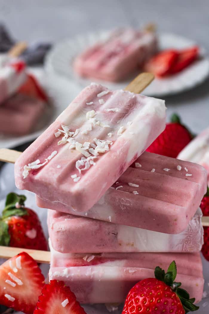 Strawberry and Cream Popsicles