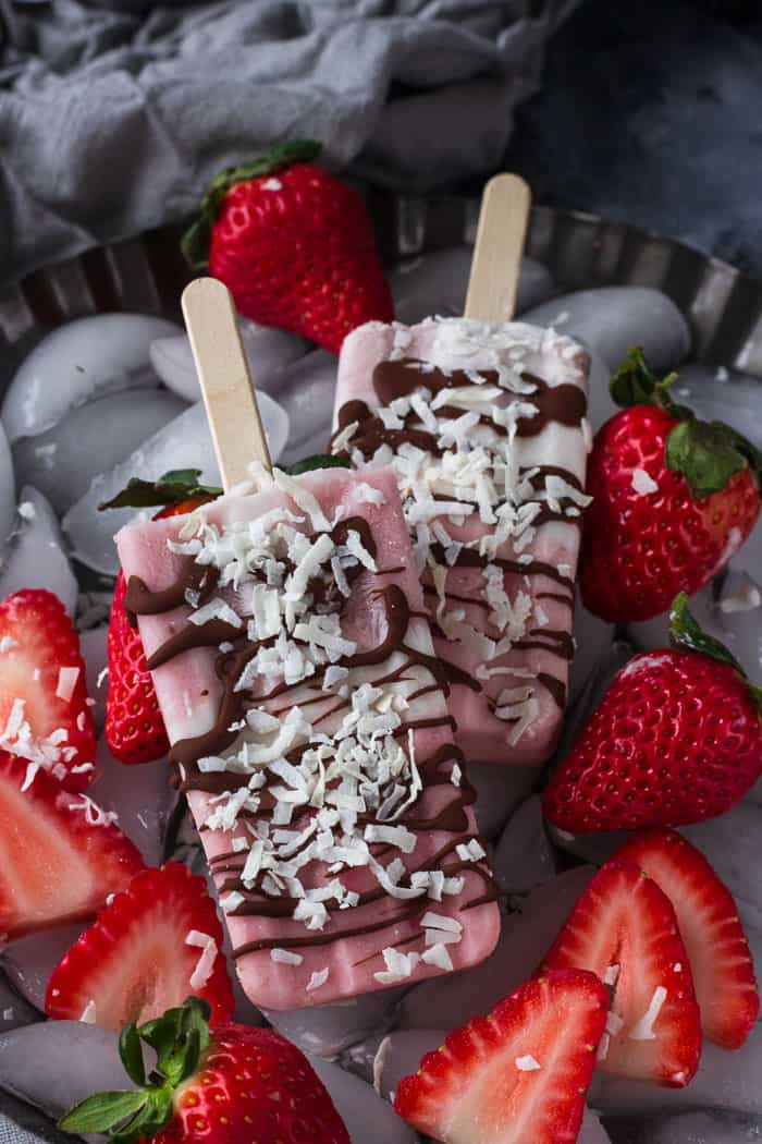Strawberry and Cream Popsicles