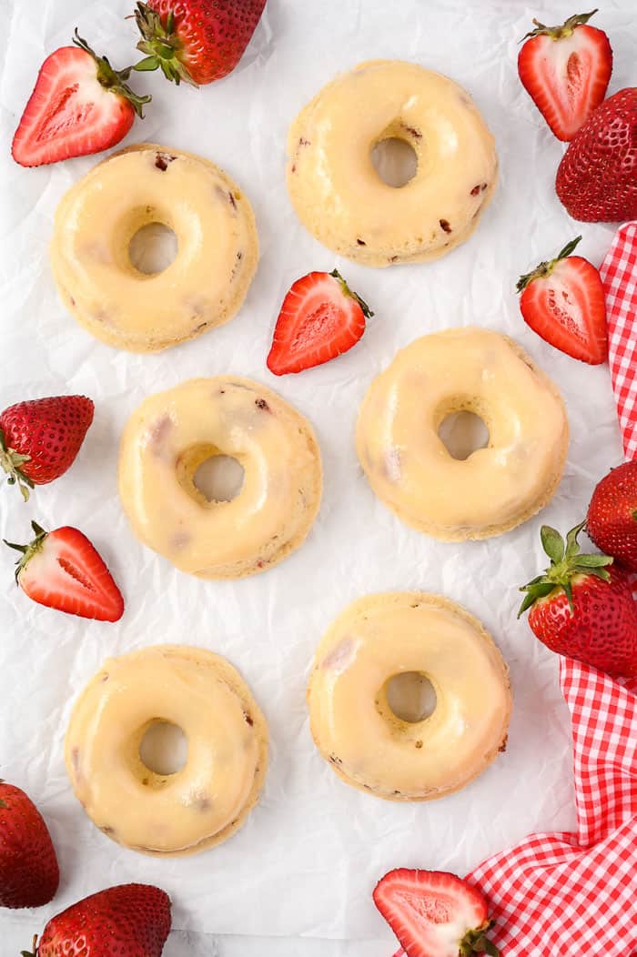 Strawberry and Cream Baked Donuts