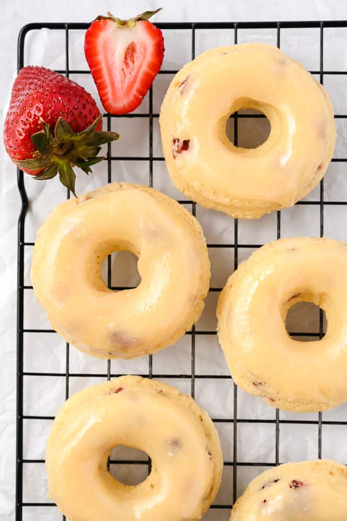 Strawberry and Cream Baked Donuts