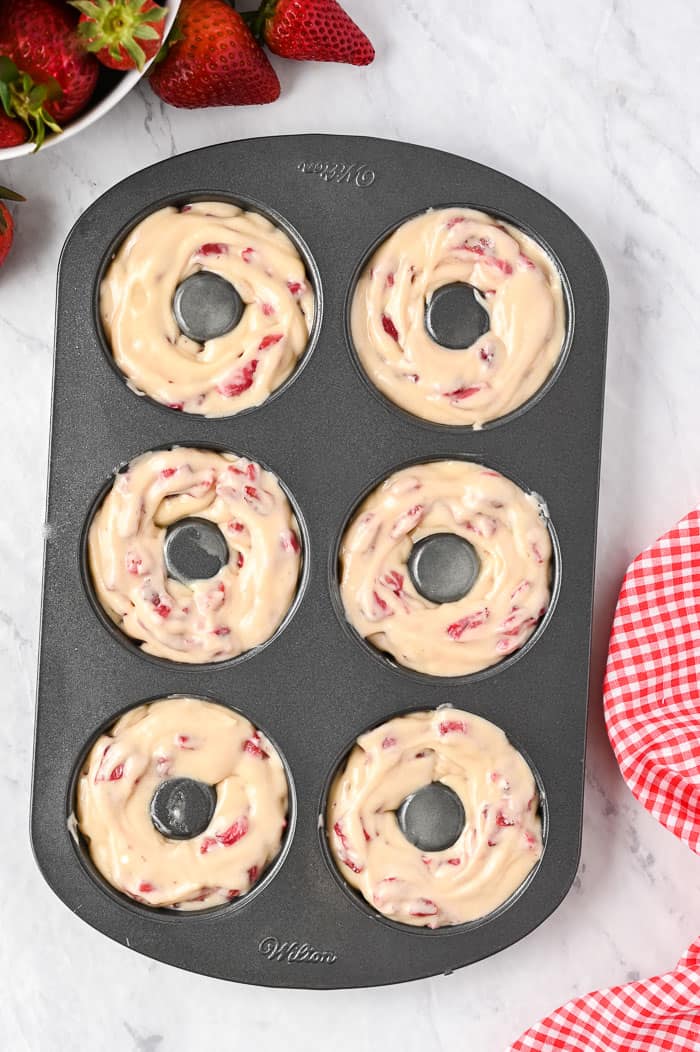 Strawberry and Cream Baked Donuts