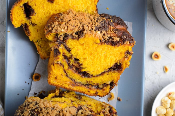 Pumpkin Hazelnut Streusel Babka