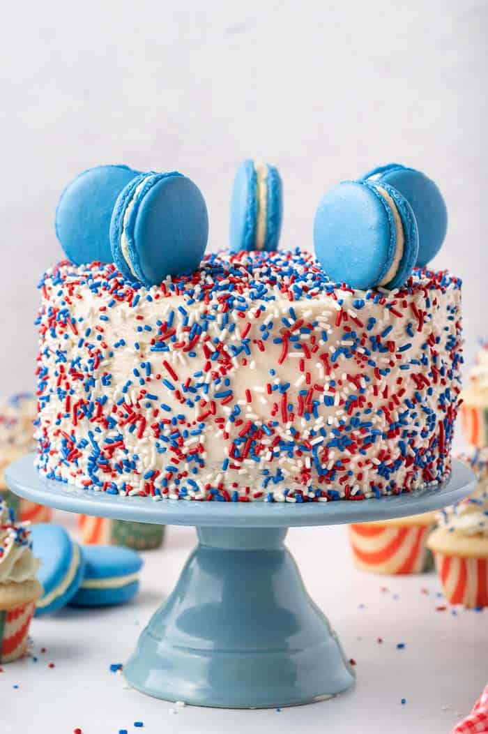 Blue Candy Stripe Gateau Cake - Next Day Delivery | Patisserie Valerie