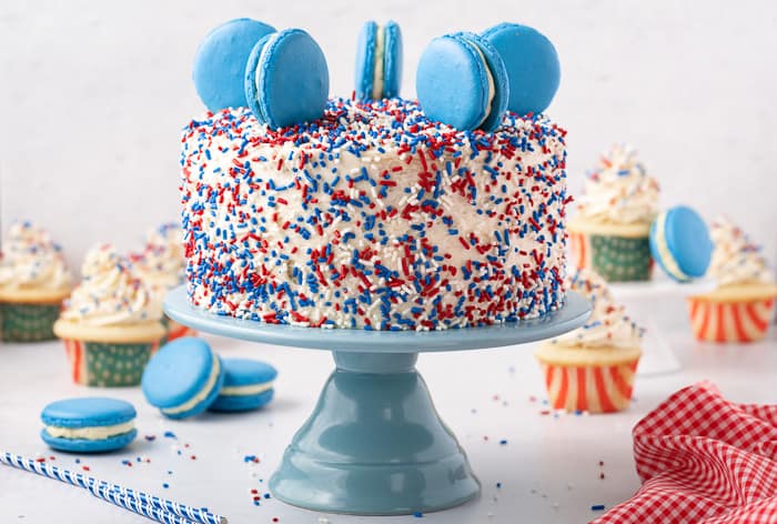 red white and blue cake