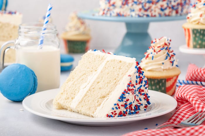 red white and blue cake